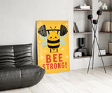 Bee Strong Motivational Glass Wall Art