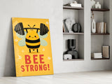 Bee Strong Motivational Glass Wall Art