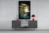 Mystic Forest Woman Glass Wall Art