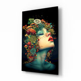 Mystic Forest Woman Glass Wall Art