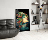 Mystic Forest Woman Glass Wall Art