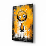 Ätherische orangefarbene Verspieltheit Glasbild - 72x46 cm