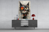 Cyberpunk Cat Glass Wall Art