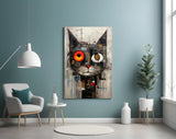 Cyberpunk Cat Glass Wall Art