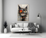 Cyberpunk Cat Glass Wall Art