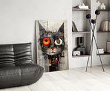 Cyberpunk Cat Glass Wall Art