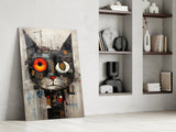 Cyberpunk Cat Glass Wall Art