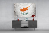Cyprus Flag on Textured Stone Glass Wall Art