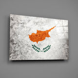 Cyprus Flag on Textured Stone Glass Wall Art