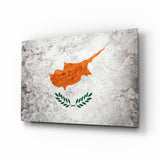 Cyprus Flag on Textured Stone Glass Wall Art