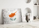 Cyprus Flag on Textured Stone Glass Wall Art