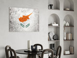 Cyprus Flag on Textured Stone Glass Wall Art