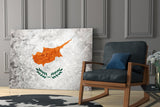 Cyprus Flag on Textured Stone Glass Wall Art