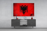 Albanian Eagle on Red Glass Wall Art