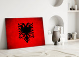 Albanian Eagle on Red Glass Wall Art
