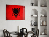 Albanian Eagle on Red Glass Wall Art