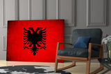 Albanian Eagle on Red Glass Wall Art