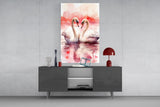 Elegant Swans in Love Glass Wall Art