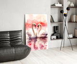 Elegant Swans in Love Glass Wall Art