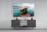 Misty Lake Serenity Glass Wall Art