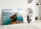Misty Lake Serenity Glass Wall Art