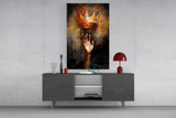 Royal Crown Hand Gesture Glass Wall Art