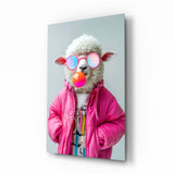 Tableau en verre Mouton chewing-gum tendance - 72x46 cm