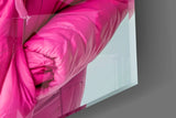 Funky Sheep in Pink Glass Wall Art
