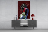 Black Cat with Wine Bottle Glass Wall Art