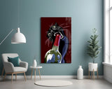Black Cat with Wine Bottle Glass Wall Art