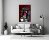 Black Cat with Wine Bottle Glass Wall Art