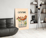 Catatonic Cocktail Cat Glass Wall Art