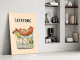 Catatonic Cocktail Cat Glass Wall Art