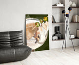 Glamorous Martini with Olive Sticks Glass Wall Art