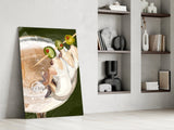 Glamorous Martini with Olive Sticks Glass Wall Art