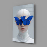 Blue Butterfly Vision Glass Wall Art