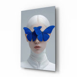 Blue Butterfly Vision Glass Wall Art
