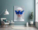 Blue Butterfly Vision Glass Wall Art