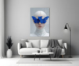 Blue Butterfly Vision Glass Wall Art