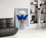 Blue Butterfly Vision Glass Wall Art