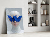 Blue Butterfly Vision Glass Wall Art