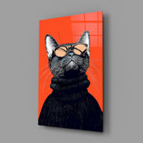 Cool Cat in Shades Glass Wall Art