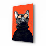 Cool Cat in Shades Glasbild - 72x46 cm