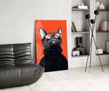 Cool Cat in Shades Glass Wall Art