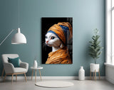 Cat in Turban Portrait Glass Wall Art