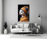 Cat in Turban Portrait Glass Wall Art