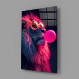 Lion Bubblegum Pop Glass Wall Art