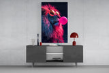 Lion Bubblegum Pop Glass Wall Art