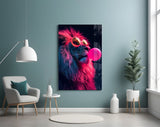 Lion Bubblegum Pop Glass Wall Art
