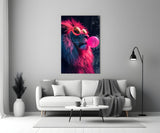 Lion Bubblegum Pop Glass Wall Art
